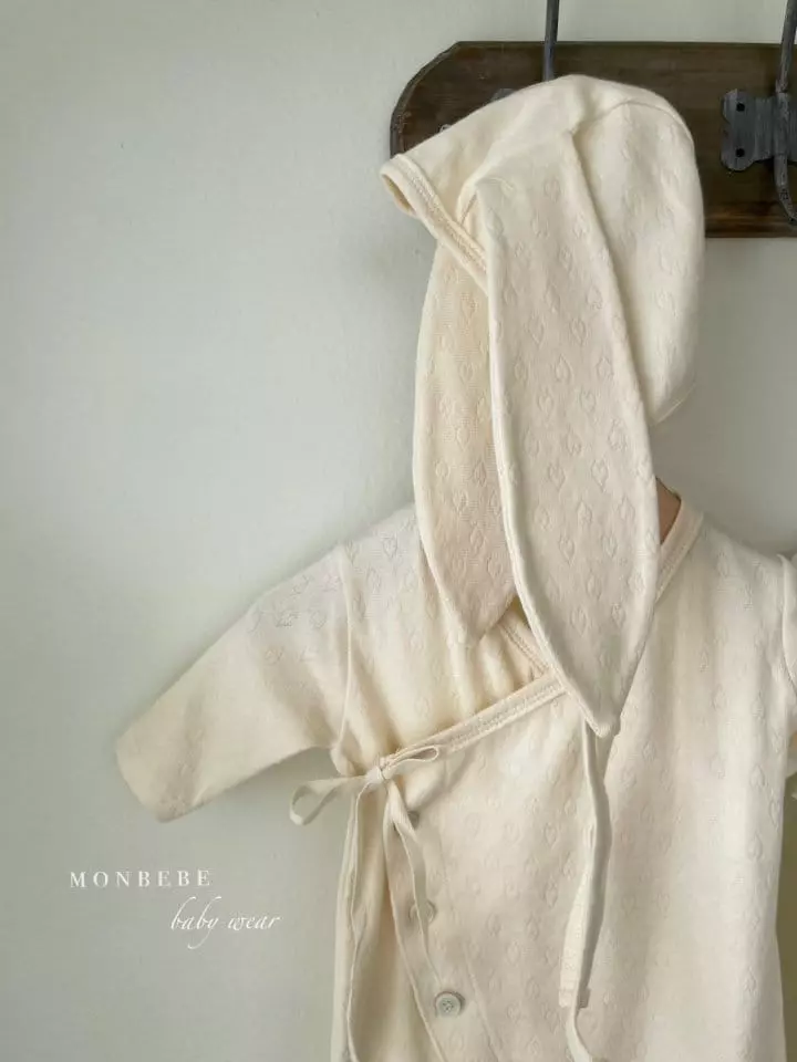 Monbebe - Korean Baby Fashion - #babygirlfashion - Heart Bunny Bodysuit - 3