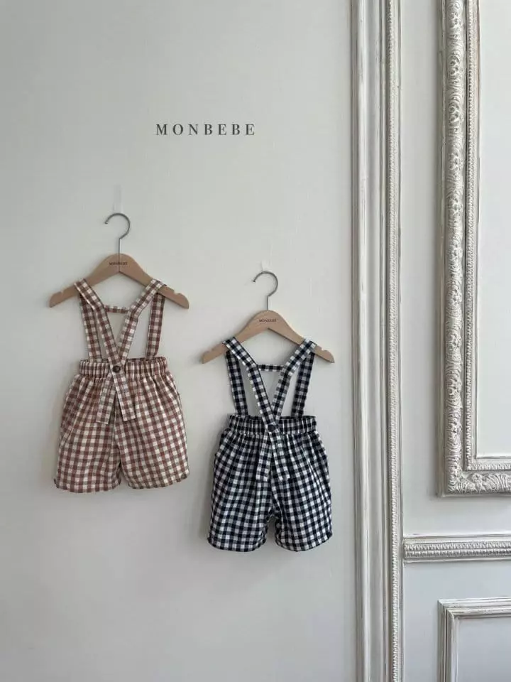 Monbebe - Korean Baby Fashion - #babylifestyle - Check Dungarees Pants - 8