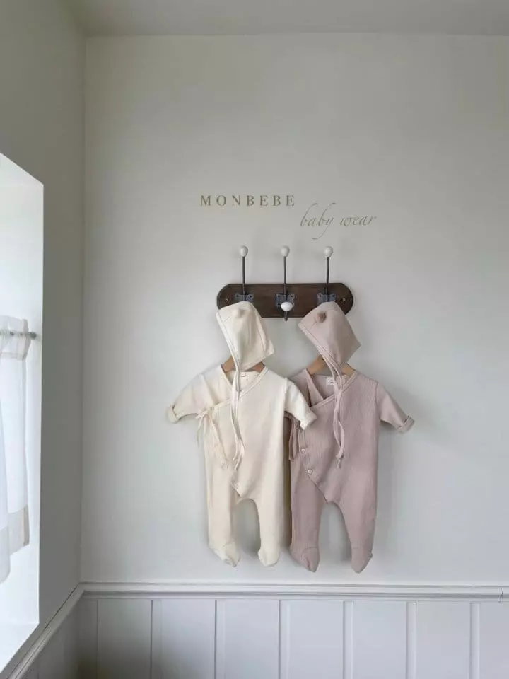 Monbebe - Korean Baby Fashion - #babyoninstagram - Waffle Cozy Bodyusit with Bonnet