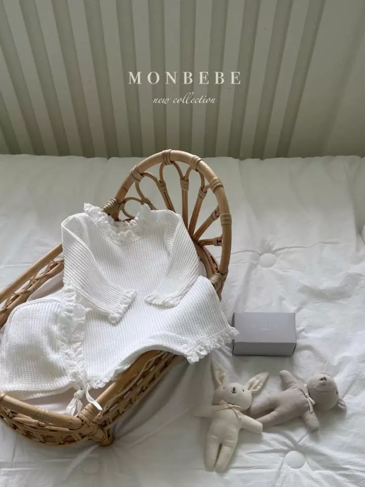 Monbebe - Korean Baby Fashion - #babyoutfit - Waffle Bodyusit with Bonnet - 3