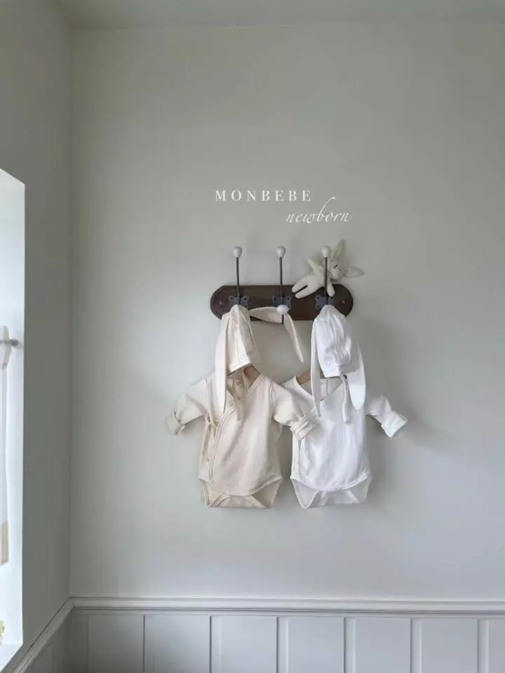 Monbebe - Korean Baby Fashion - #onlinebabyboutique - Organic Bodysuit with Bonnet - 2