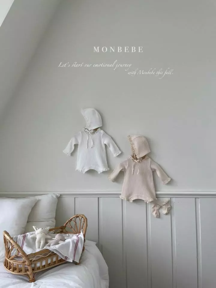 Monbebe - Korean Baby Fashion - #onlinebabyshop - Waffle Bodyusit with Bonnet - 6