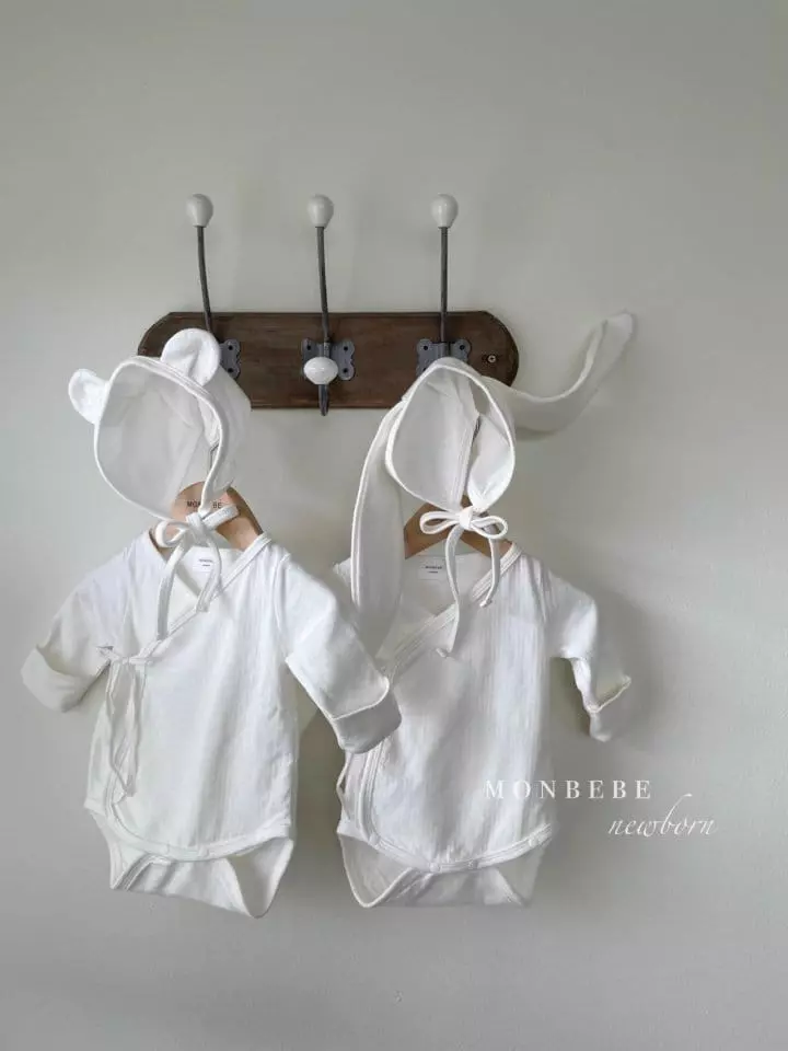 Monbebe - Korean Baby Fashion - #onlinebabyshop - Organic Bodysuit with Bonnet - 3