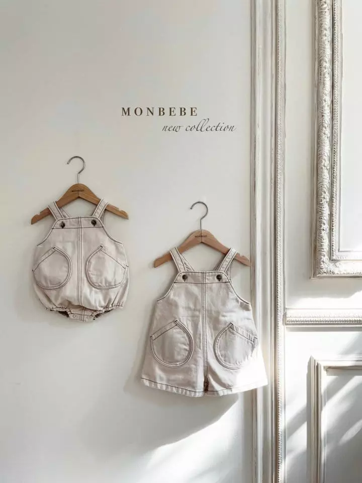 Monbebe - Korean Baby Fashion - #smilingbaby - Bebe Collin Dungarees Bodsuit - 6