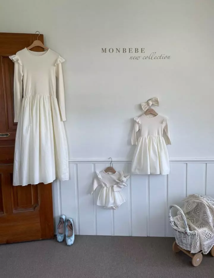 Monbebe - Korean Women Fashion - #womensfashion - Frill Rib One-piece Mom - 3