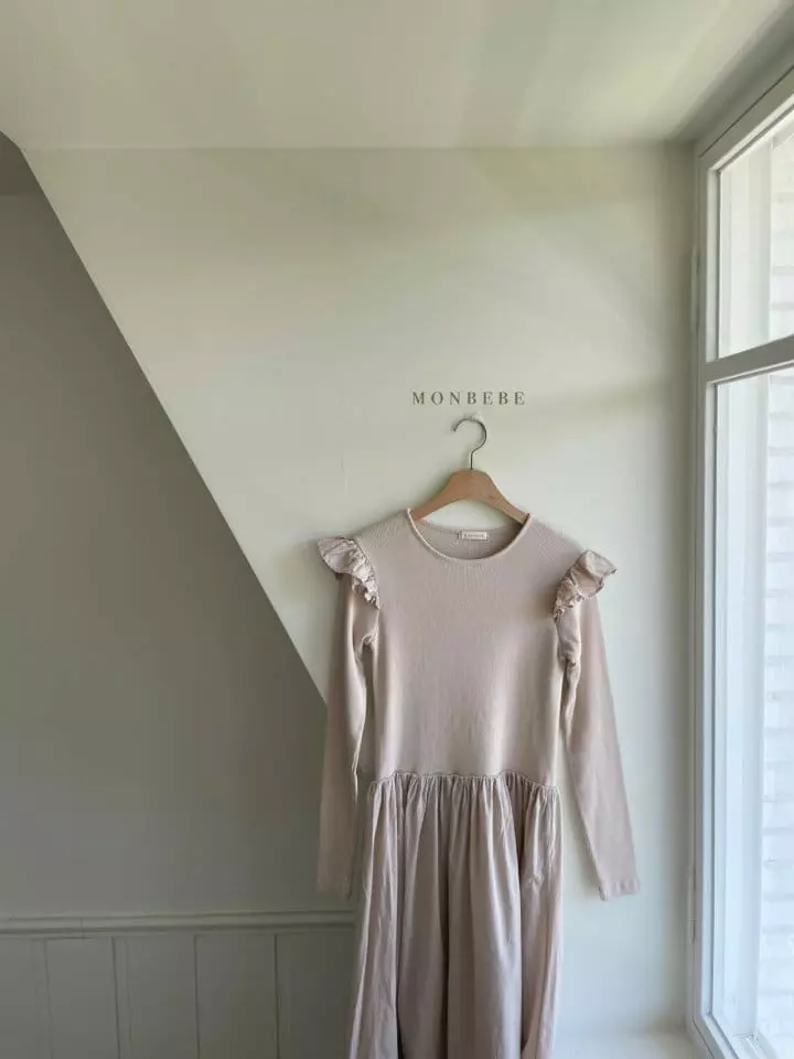 Monbebe - Korean Women Fashion - #womensfashion - Frill Rib One-piece Mom - 5