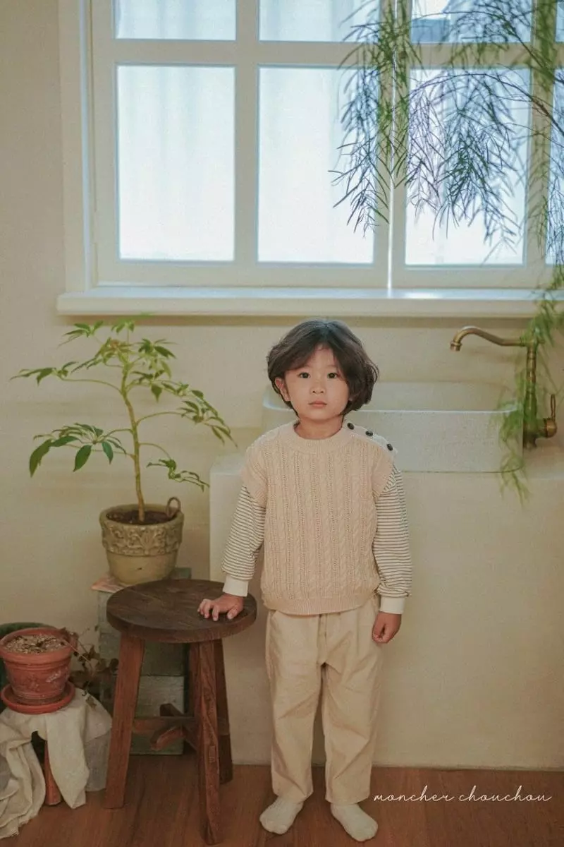 Moncher Chouchou - Korean Children Fashion - #childofig - Knit Button Vest - 6