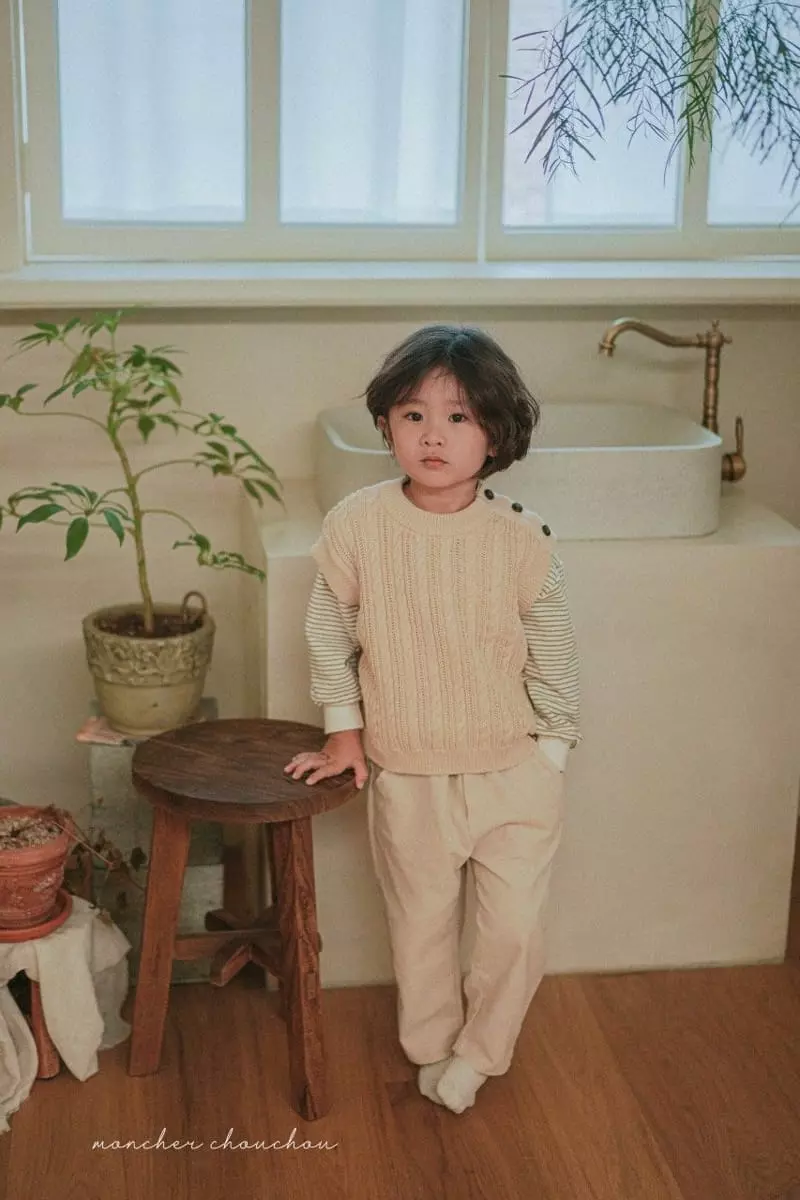 Moncher Chouchou - Korean Children Fashion - #childrensboutique - Knit Button Vest - 7