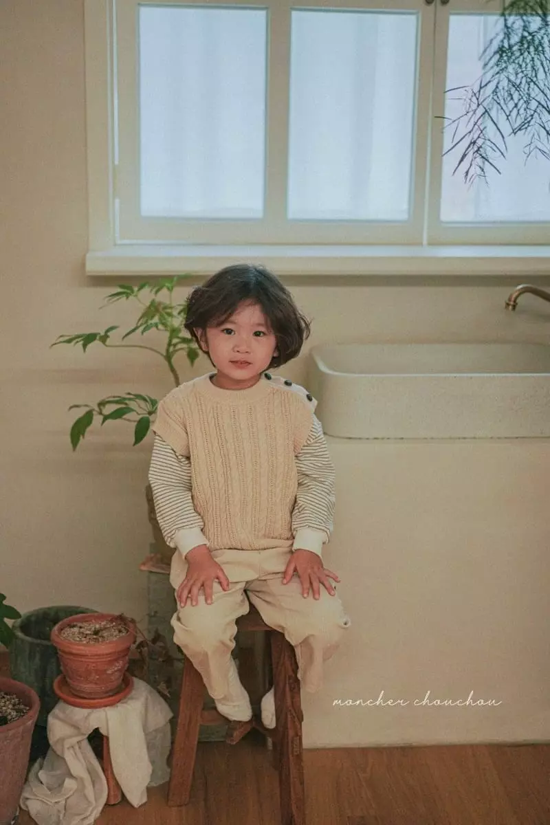 Moncher Chouchou - Korean Children Fashion - #designkidswear - Knit Button Vest - 8