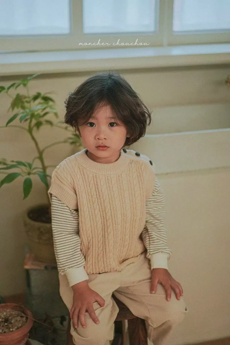 Moncher Chouchou - Korean Children Fashion - #discoveringself - Knit Button Vest - 9