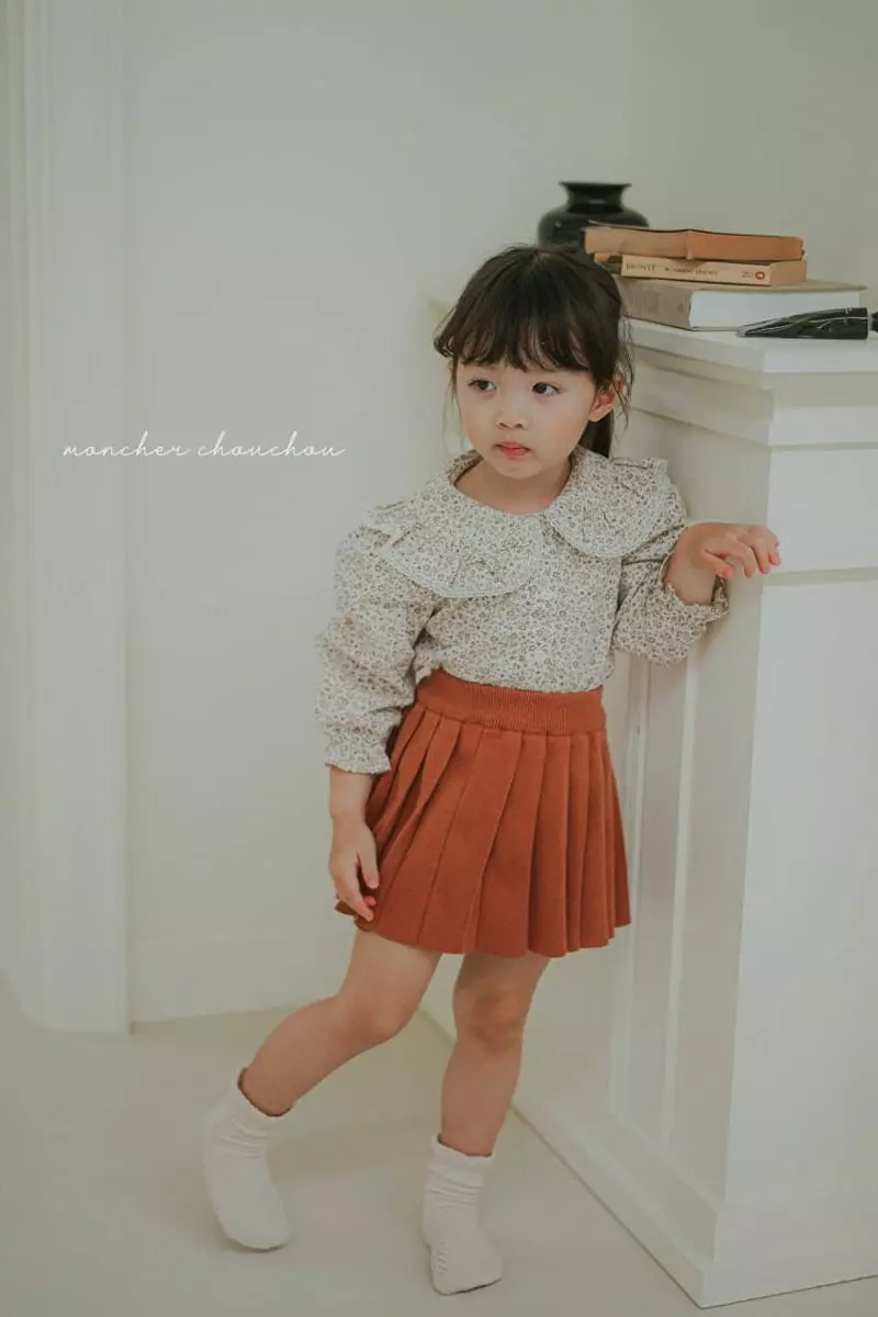 Moncher Chouchou - Korean Children Fashion - #kidsshorts - Knit Wrinkle Skirt - 2