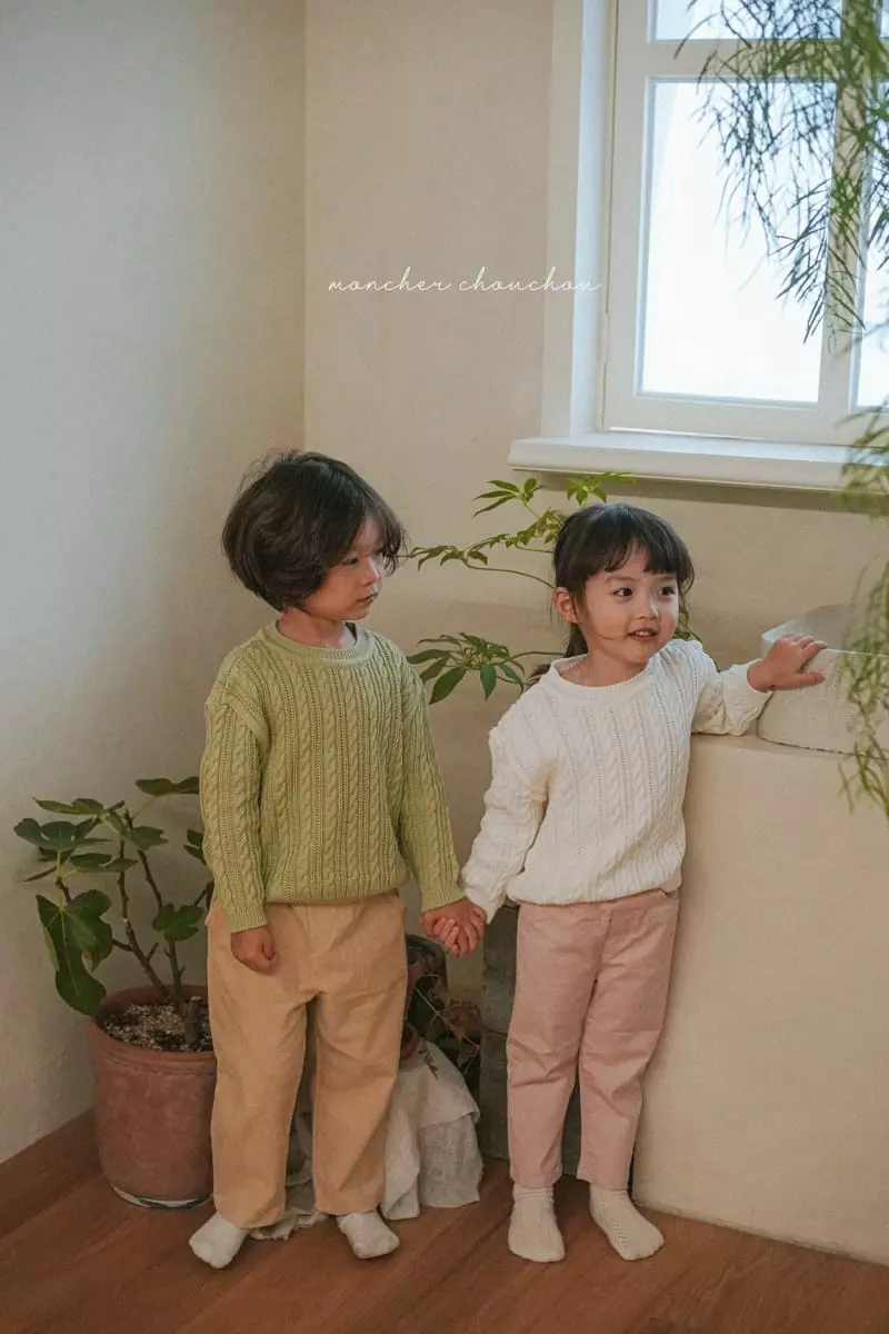 Moncher Chouchou - Korean Children Fashion - #kidsstore - Cable Round Tee