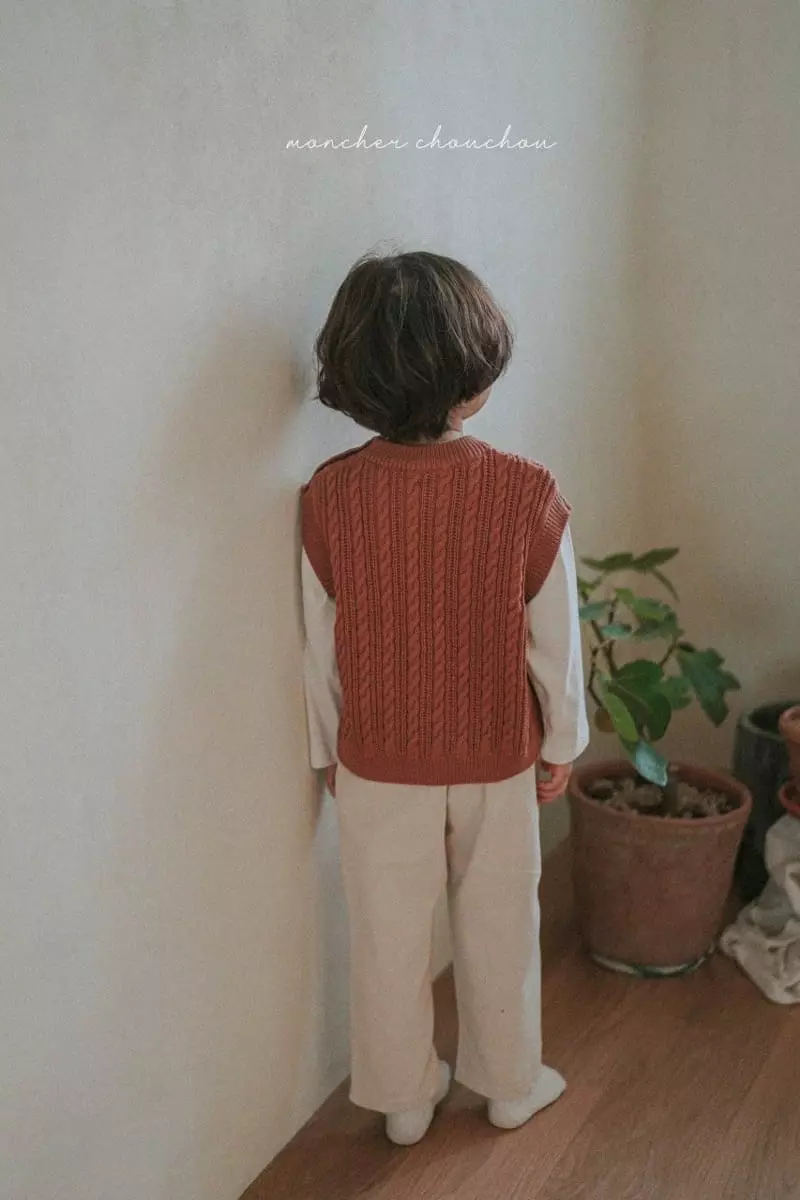 Moncher Chouchou - Korean Children Fashion - #minifashionista - Knit Button Vest