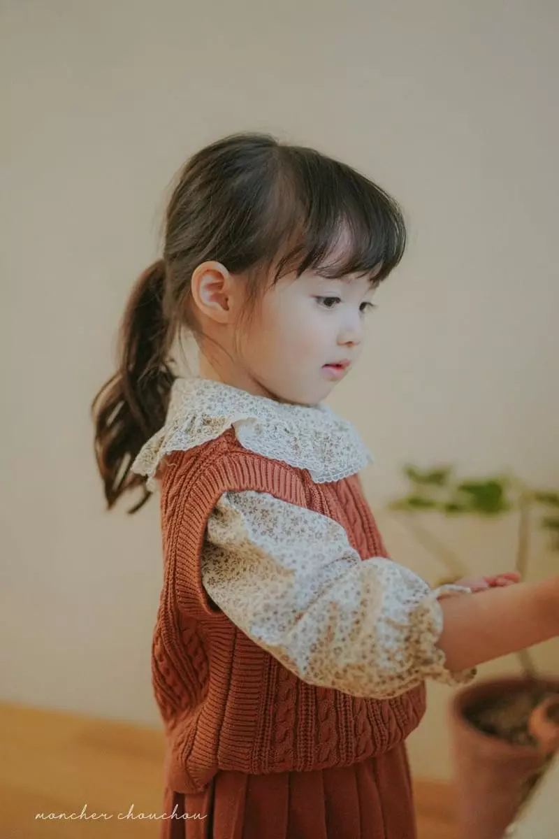 Moncher Chouchou - Korean Children Fashion - #stylishchildhood - Knit Button Vest - 5