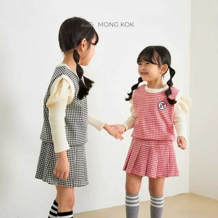 Mong Kok - Korean Children Fashion - #childofig - Hound Check Skirt Leggings