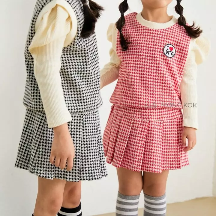 Mong Kok - Korean Children Fashion - #childofig - Hound Check Skirt Leggings - 2