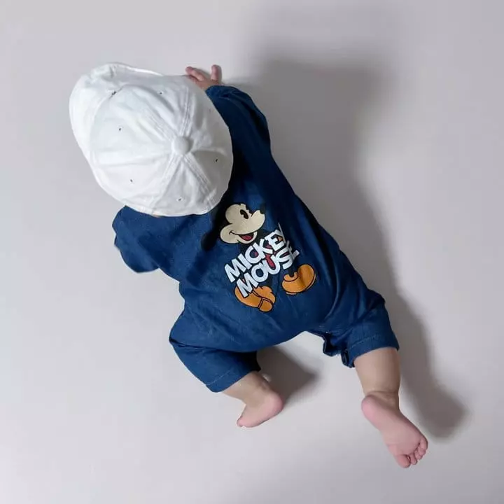 Moran - Korean Baby Fashion - #babyboutiqueclothing - Denim Mickey Bodysuit - 7