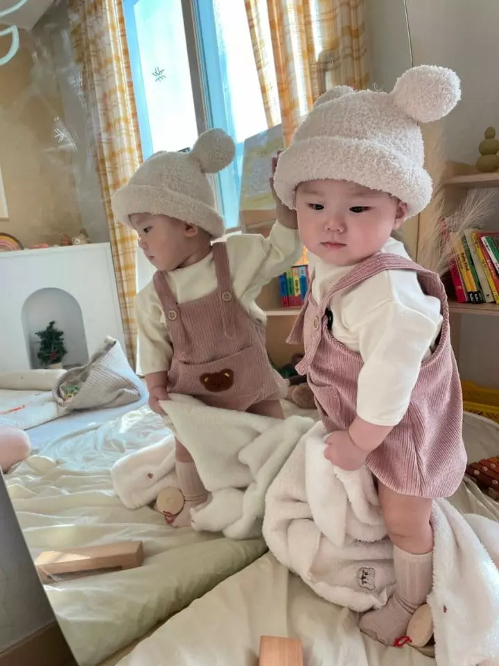 Moran - Korean Baby Fashion - #babyfever - Bear Dungarees Bodysuit - 5