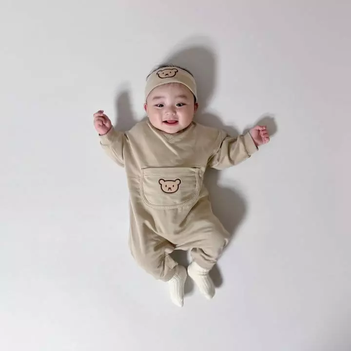 Moran - Korean Baby Fashion - #babyoutfit - Bam Bam Bear Bodysuit with Hairband