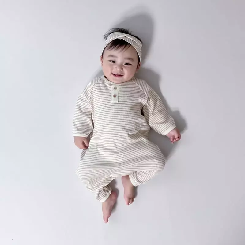 Moran - Korean Baby Fashion - #babyoutfit - Sbutton Bodysuit with Hairband - 10