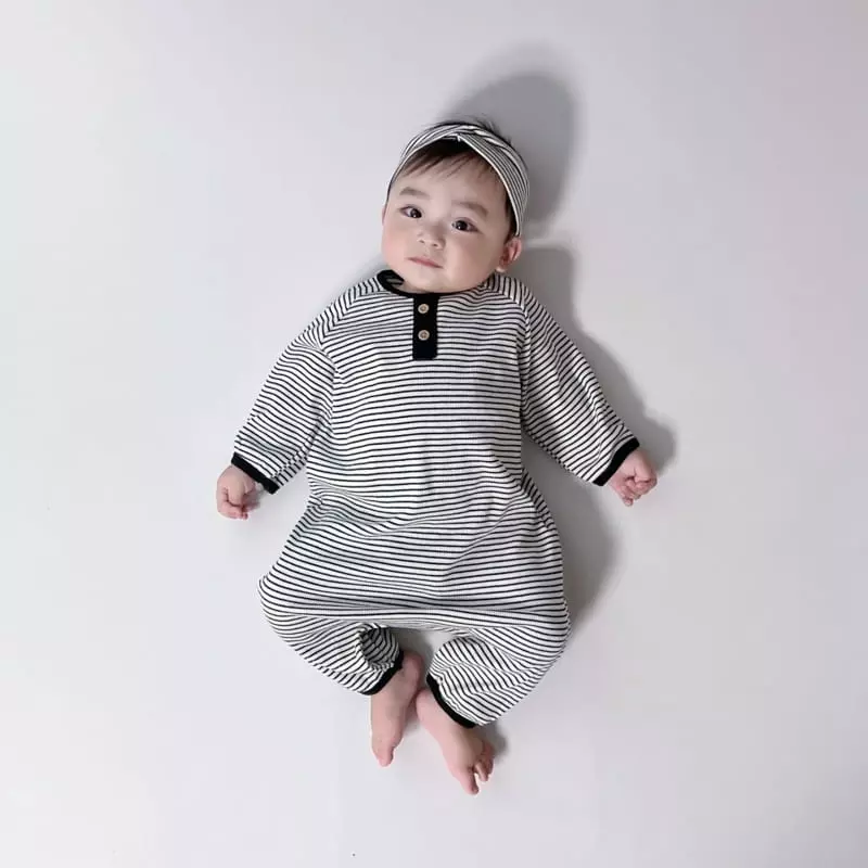 Moran - Korean Baby Fashion - #babyoutfit - Sbutton Bodysuit with Hairband - 9