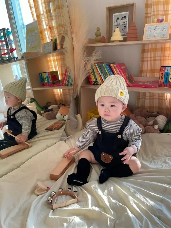 Moran - Korean Baby Fashion - #babyoutfit - Bear Dungarees Bodysuit - 11