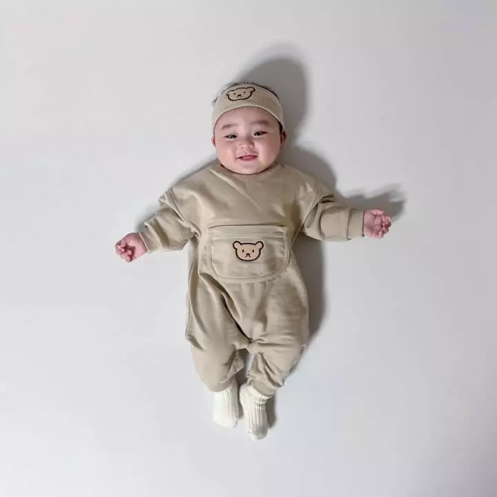 Moran - Korean Baby Fashion - #babywear - Bam Bam Bear Bodysuit with Hairband - 2