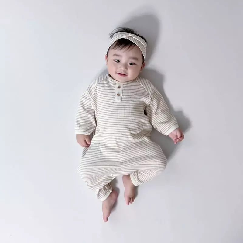 Moran - Korean Baby Fashion - #babywear - Sbutton Bodysuit with Hairband - 11