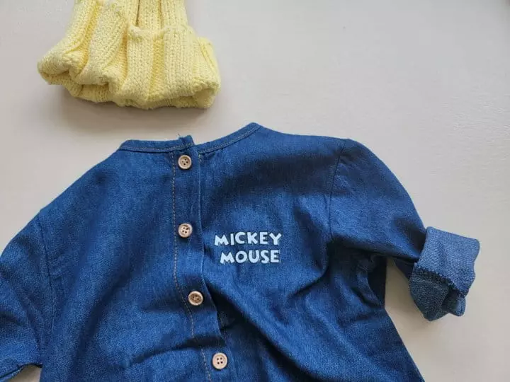 Moran - Korean Baby Fashion - #babywear - Denim Mickey Bodysuit - 2