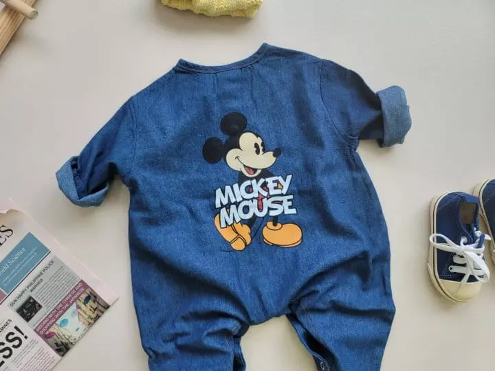 Moran - Korean Baby Fashion - #onlinebabyboutique - Denim Mickey Bodysuit - 3