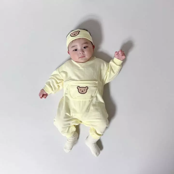 Moran - Korean Baby Fashion - #onlinebabyboutique - Bam Bam Bear Bodysuit with Hairband - 4