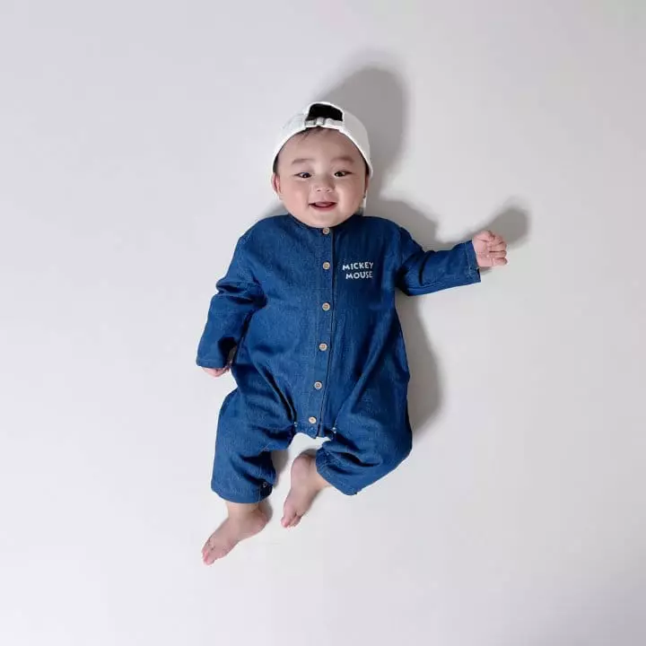 Moran - Korean Baby Fashion - #smilingbaby - Denim Mickey Bodysuit - 5