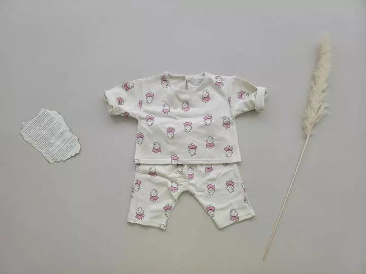 Moran - Korean Children Fashion - #Kfashion4kids - Tosuni Bear Top Bottom Set - 5