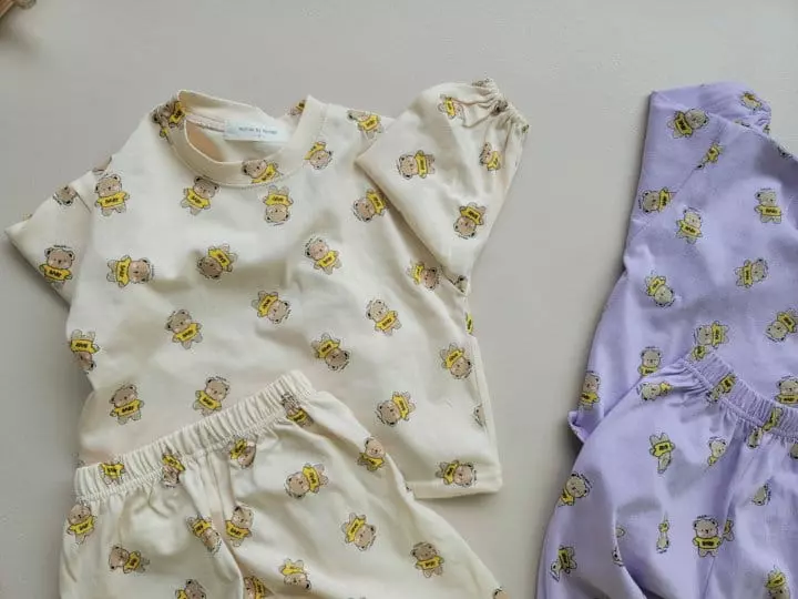 Moran - Korean Children Fashion - #Kfashion4kids - Haha Bear Top Bottom Set