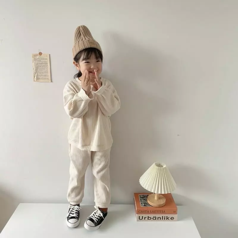 Moran - Korean Children Fashion - #Kfashion4kids - Waffle Puppy Top Bottom Set - 3