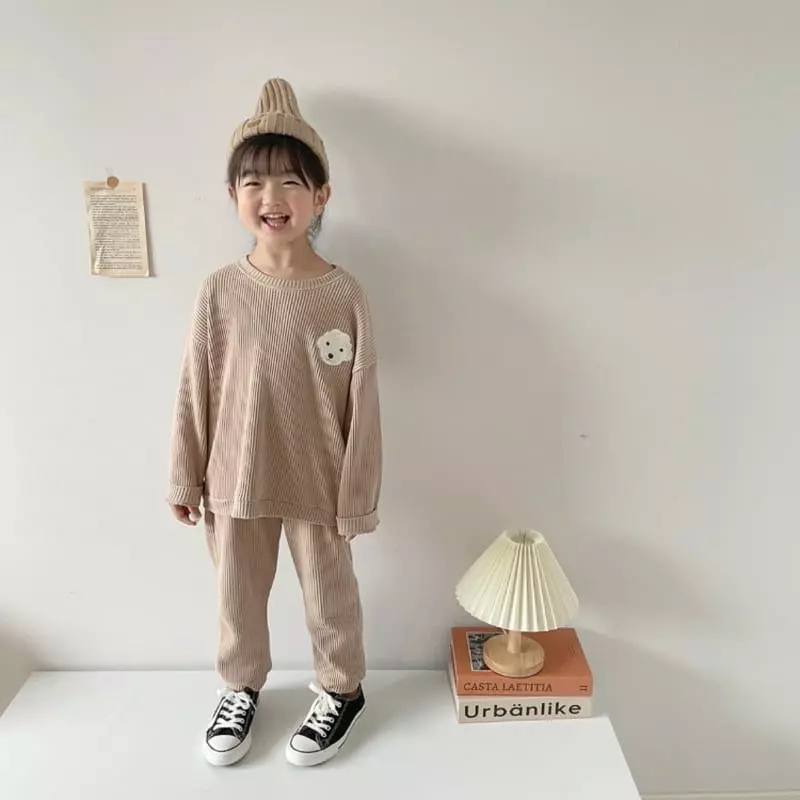 Moran - Korean Children Fashion - #childofig - Waffle Puppy Top Bottom Set - 11