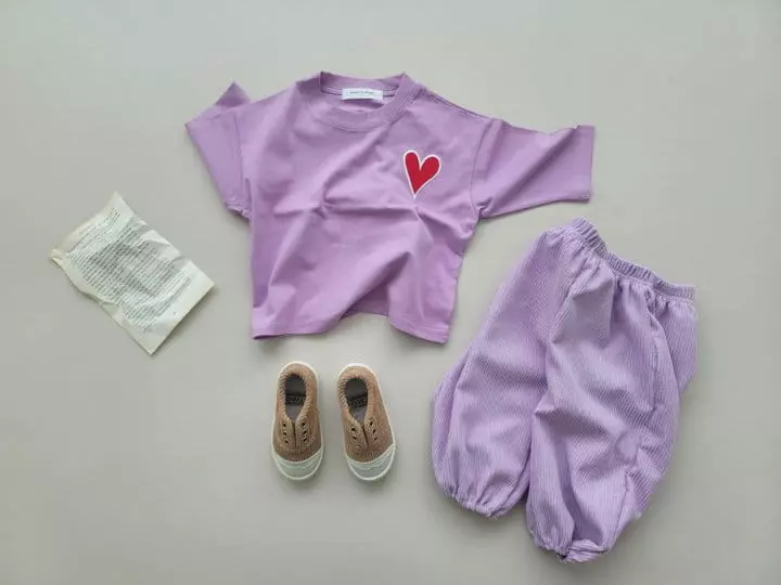 Moran - Korean Children Fashion - #designkidswear - Big Heart Tee - 7