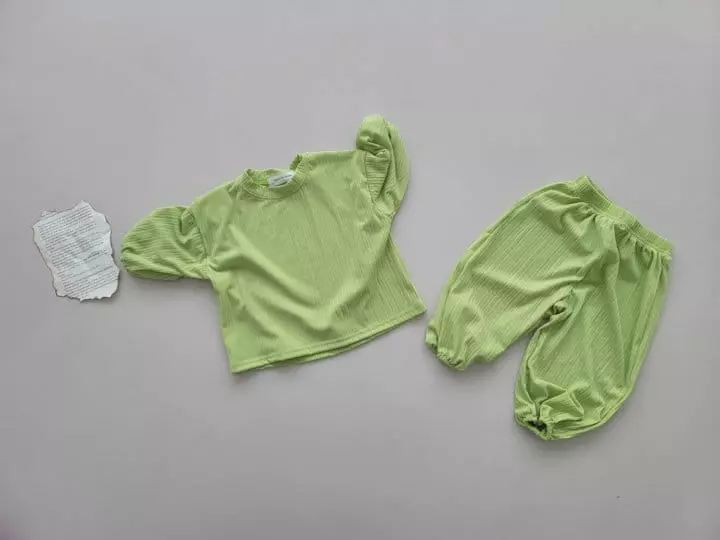 Moran - Korean Children Fashion - #kidsshorts - Easy Top Bottom Set - 2