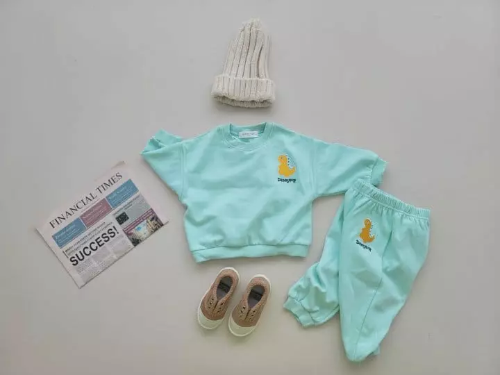 Moran - Korean Children Fashion - #kidsshorts - Dino Top Bottom Set - 3