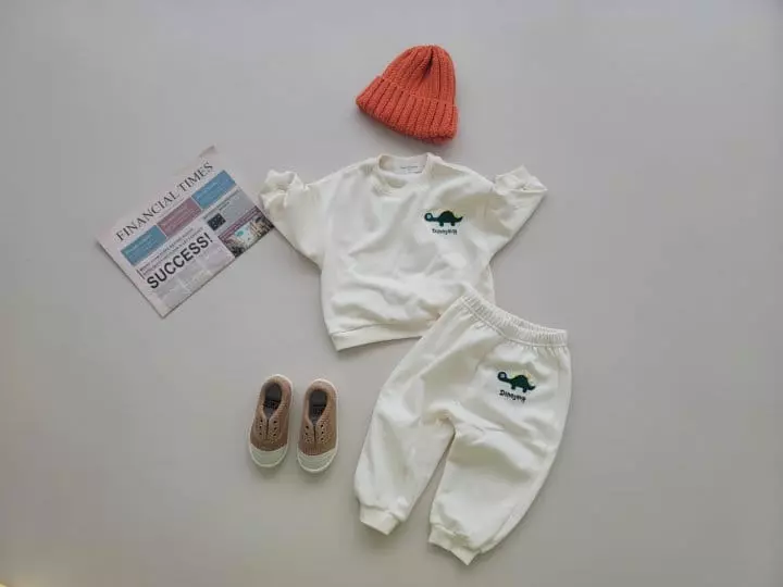 Moran - Korean Children Fashion - #kidsshorts - Dino Top Bottom Set - 4