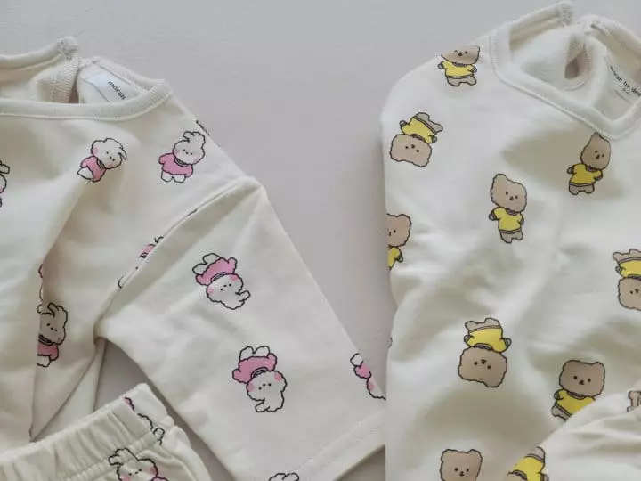 Moran - Korean Children Fashion - #kidsstore - Tosuni Bear Top Bottom Set - 3