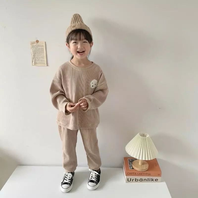Moran - Korean Children Fashion - #magicofchildhood - Waffle Puppy Top Bottom Set - 5
