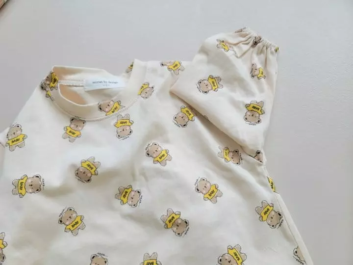 Moran - Korean Children Fashion - #prettylittlegirls - Haha Bear Top Bottom Set - 5