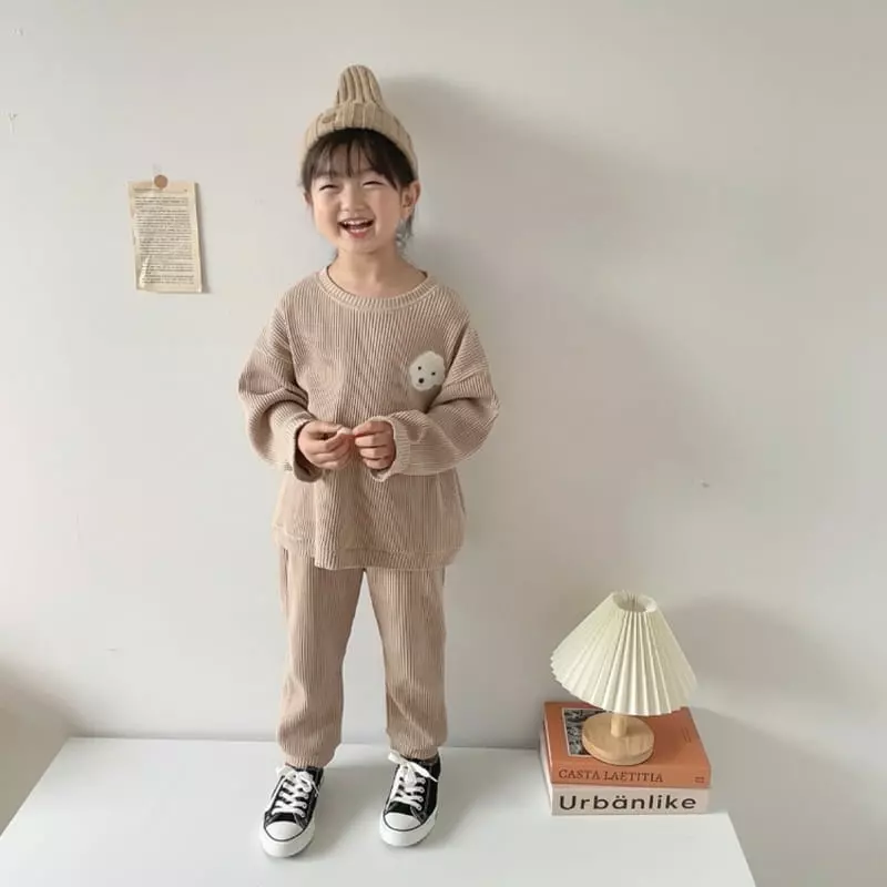 Moran - Korean Children Fashion - #prettylittlegirls - Waffle Puppy Top Bottom Set - 7