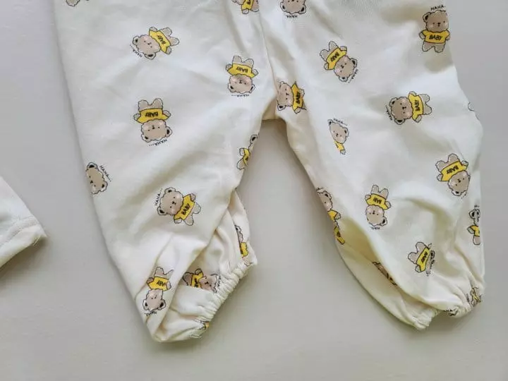 Moran - Korean Children Fashion - #todddlerfashion - Haha Bear Top Bottom Set - 6