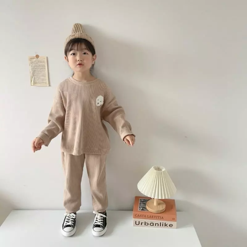 Moran - Korean Children Fashion - #todddlerfashion - Waffle Puppy Top Bottom Set - 8
