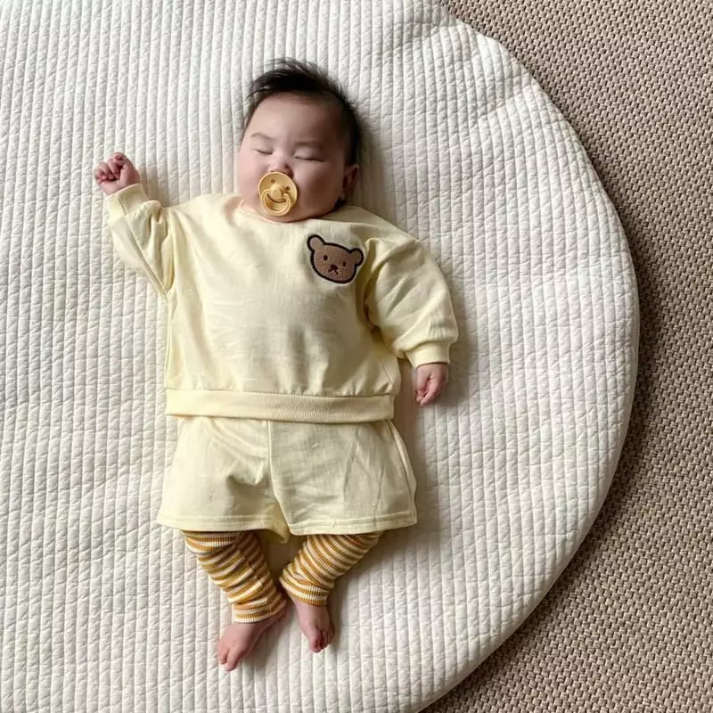 Moran - Korean Children Fashion - #todddlerfashion - Bam Bam Bear Top Bottom Set - 4