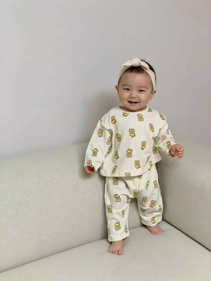 Moran - Korean Children Fashion - #toddlerclothing - Tosuni Bear Top Bottom Set - 11