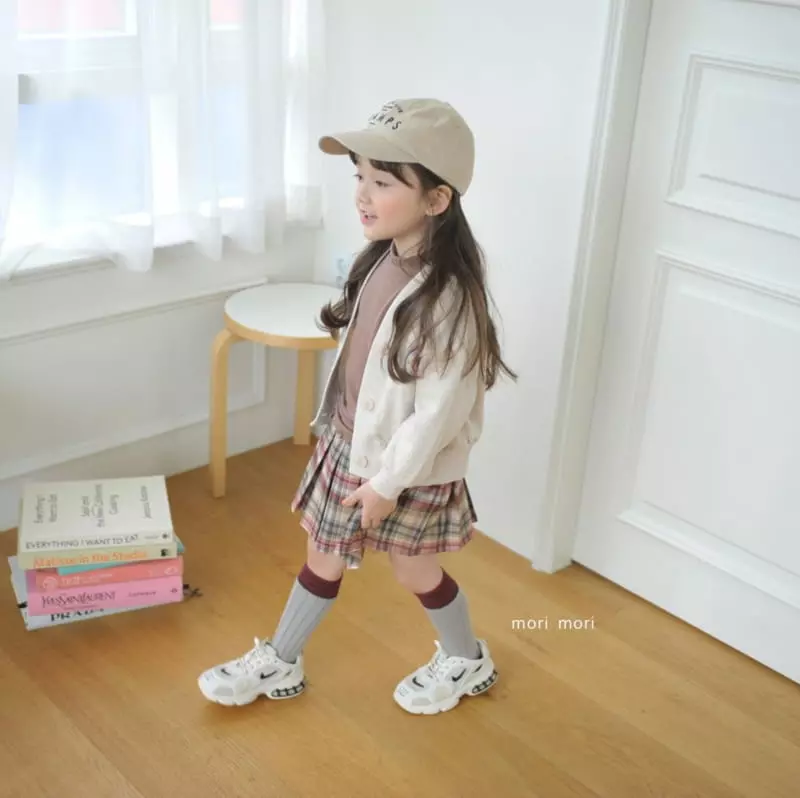Mori Mori - Korean Children Fashion - #kidsshorts - Check Wrinkle Skirt Pants - 2