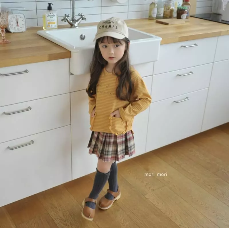 Mori Mori - Korean Children Fashion - #minifashionista - Check Wrinkle Skirt Pants - 8